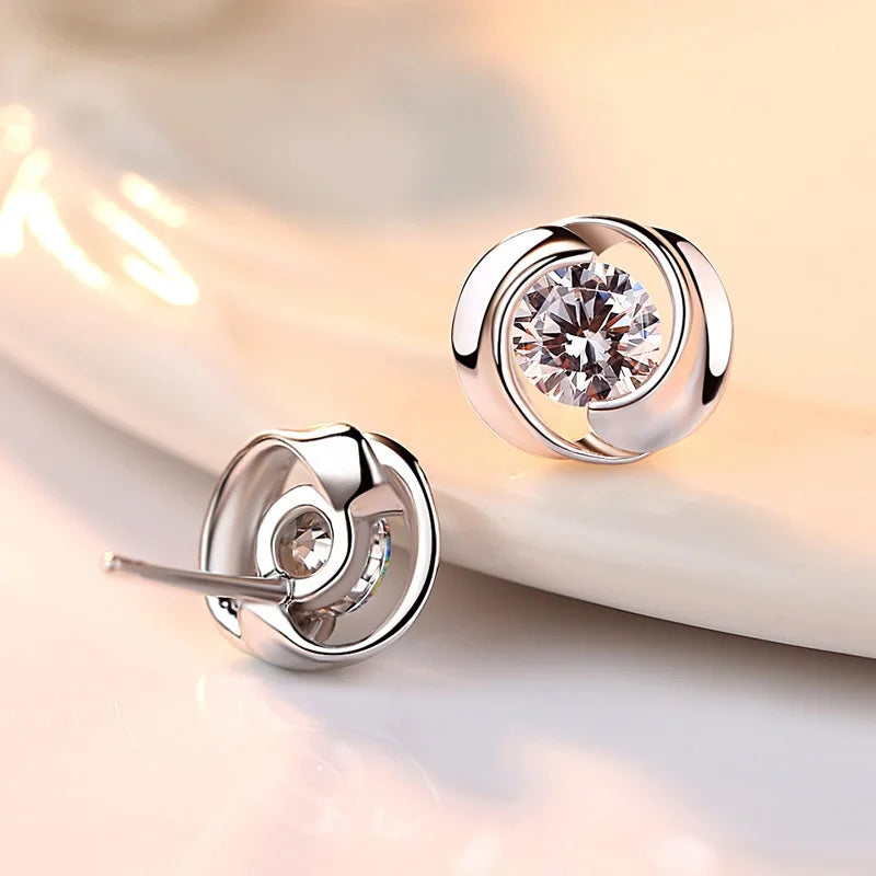 Sparkling Silver Zirconia Earrings