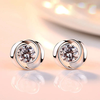 Sparkling Silver Zirconia Earrings