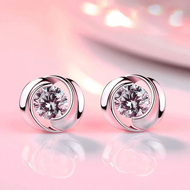 Sparkling Silver Zirconia Earrings