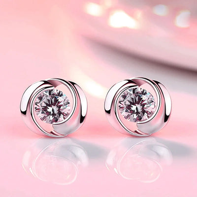 Sparkling Silver Zirconia Earrings