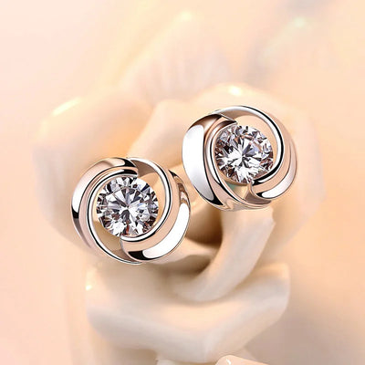 Sparkling Silver Zirconia Earrings