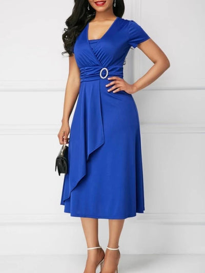 Sleek V-Neck Waist Dress