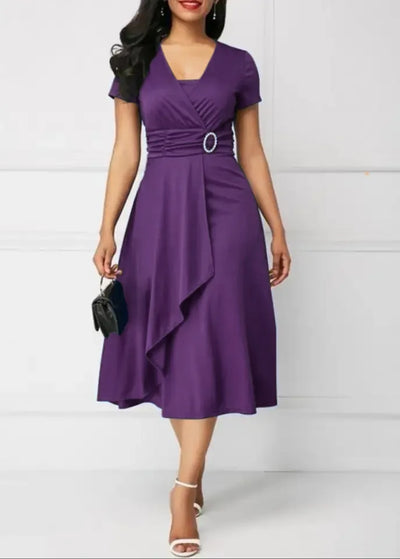 Sleek V-Neck Waist Dress