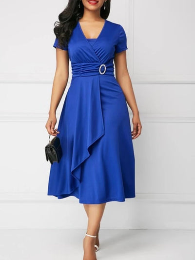 Sleek V-Neck Waist Dress